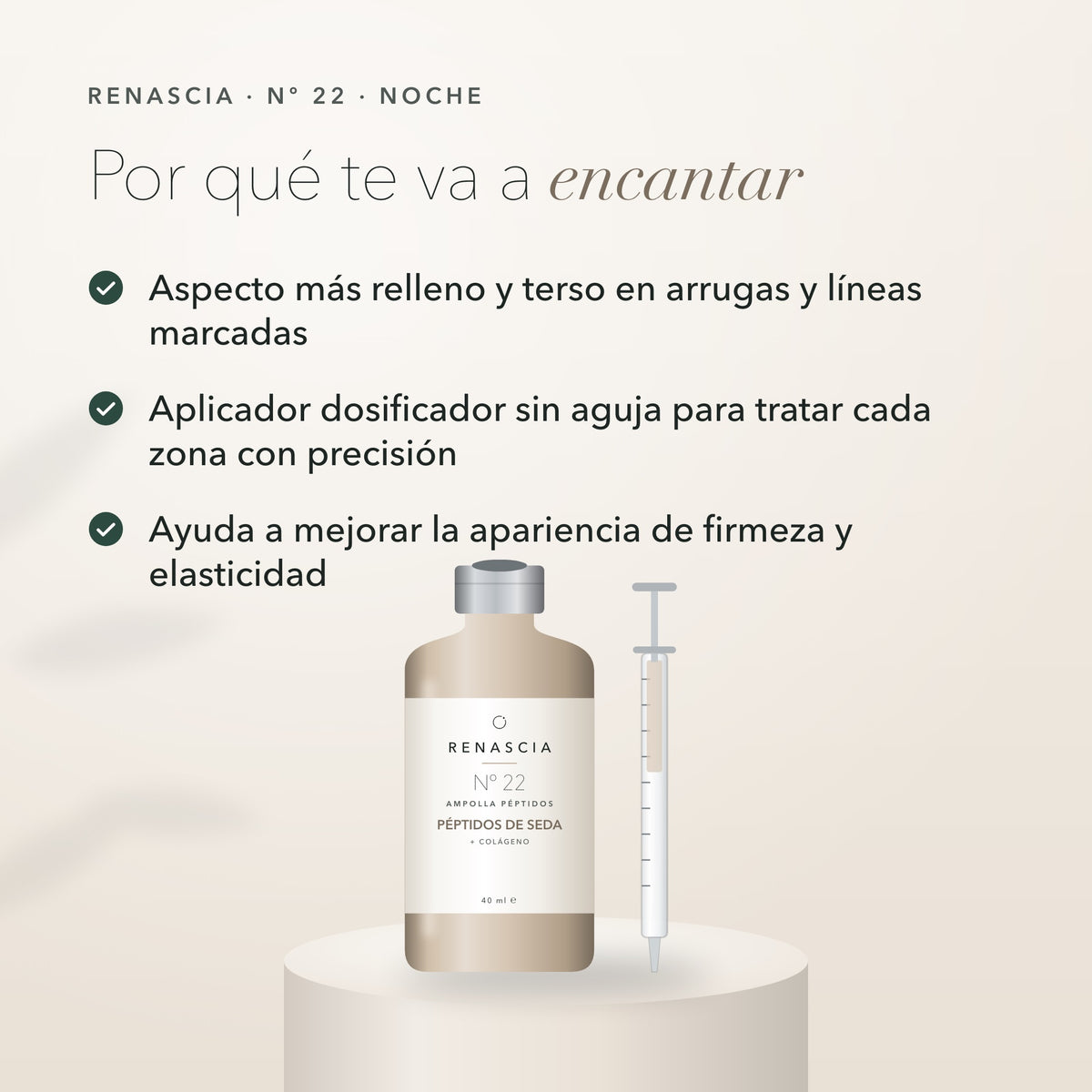 Beneficios de la ampolla de colágeno y péptidos de seda de Renascia